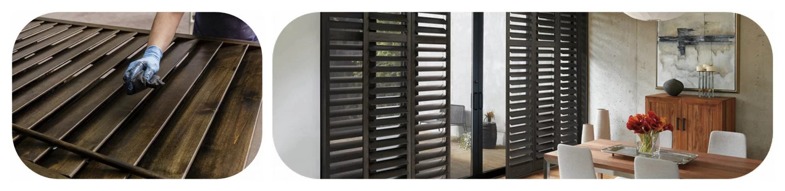 Stained wood Plantation Shutters