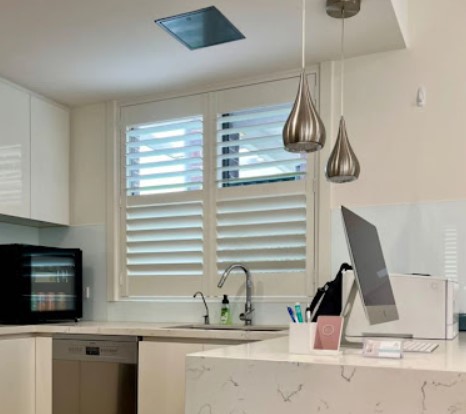 Custom fit plantation shutters.