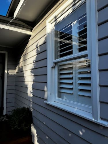 Plantation shutter installation in the kitchen.