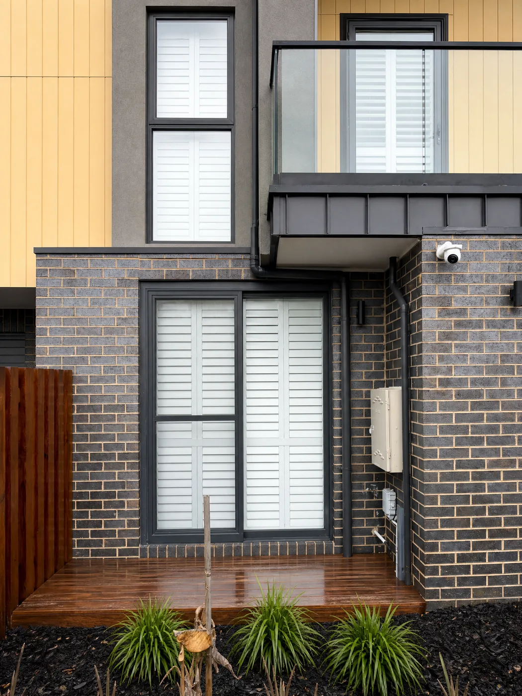 Shutters Melbourne showroom — close-up exterior panel detail on showroom building side