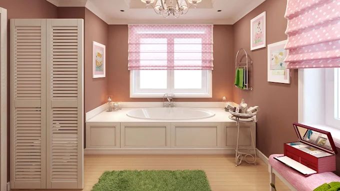 PVC plantation shutters installed in a modern bathroom